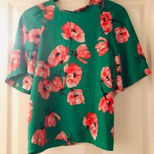 Who What Wear (Target) Green Flower Print Top